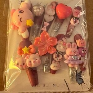 Kawaii Press On‎ Nails 3D Cartoon Anime False Nail Art Tips Full Cover